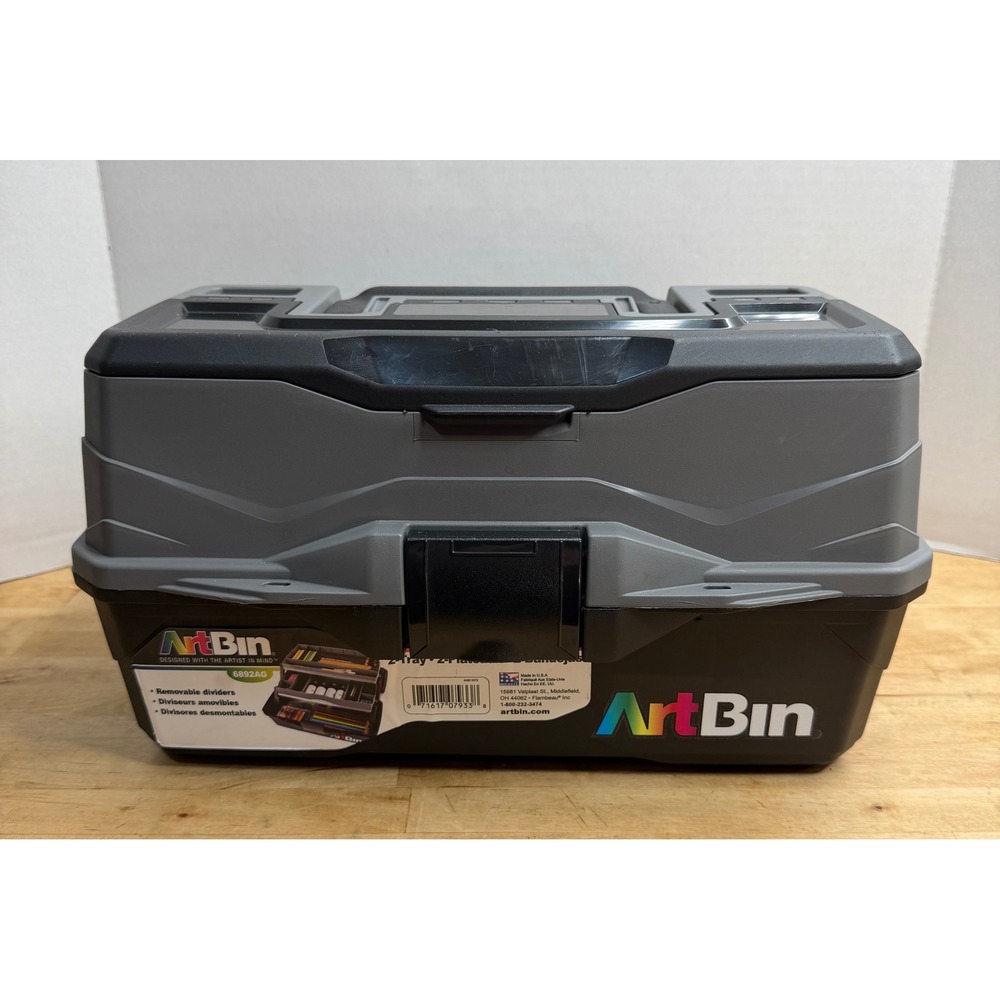 ArtBin 3-Tray Art Supply Box Portable Black Gray Craft Storage Organizer 6892AG